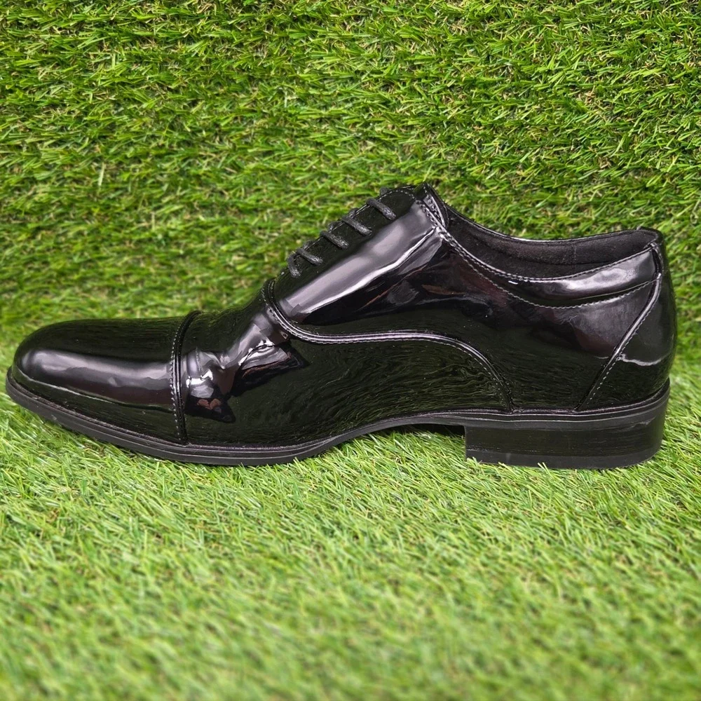 Stacy Adams Gala Cap Toe Oxford Patent Dress Shoes Black Men's SIZE 9